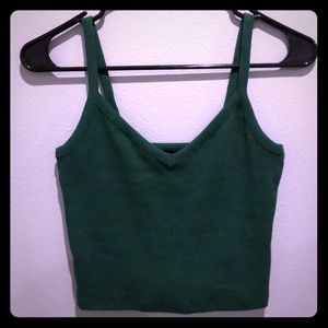 Ribbed V Neck Crop Tank